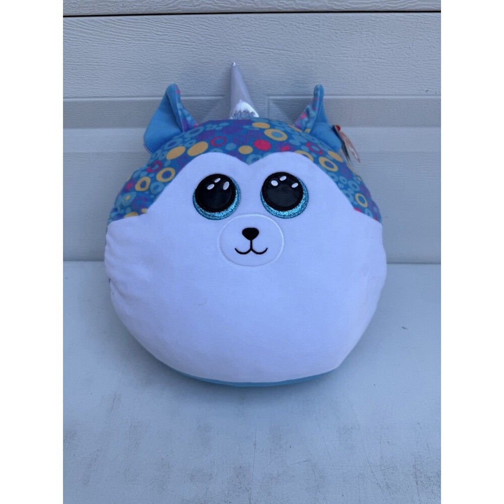 TY Blue Husky Helena, Squish A Boos Collection. Large Pillow Plush